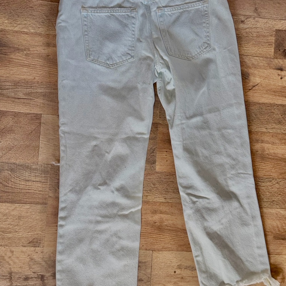 Free People Light Blue Distressed Button Fly Hi RiseCropped Jeans “Maggie” Sz 27 - Picture 11 of 12